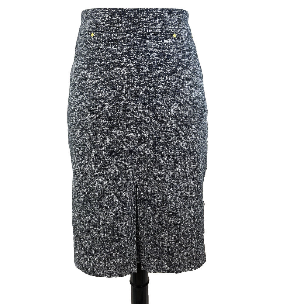 Jones New York Collection Skirt size 2 Navy Blue Check Straight Knee Kick Pleat